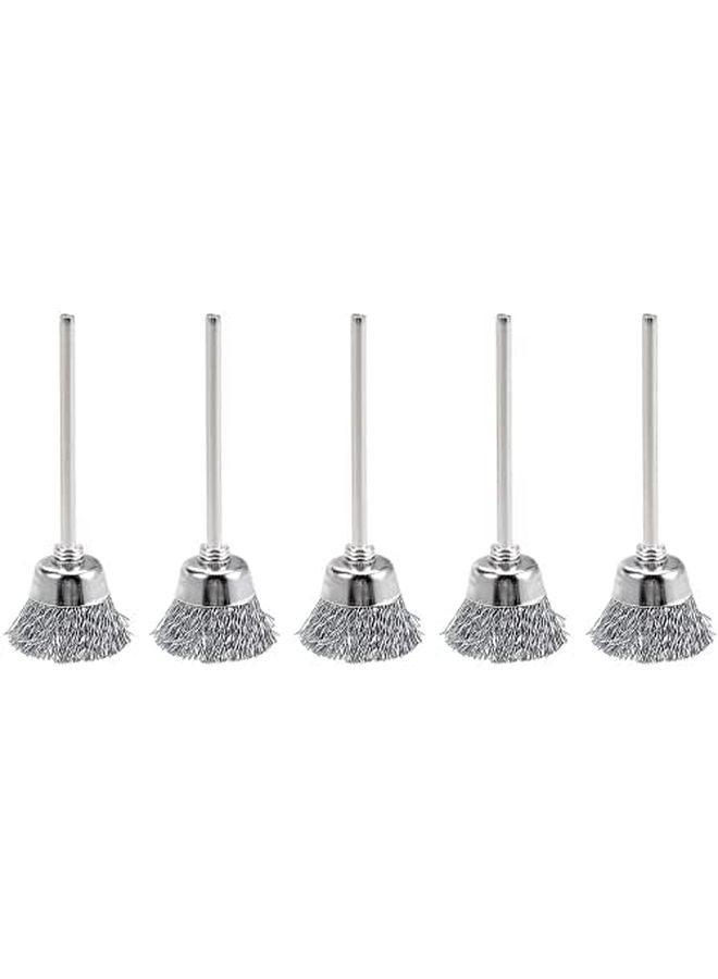 Mini Wire Cup Brush 5 Pcs Crimped Steel 20 X 9mm With 2 35mm Shank - Image 1